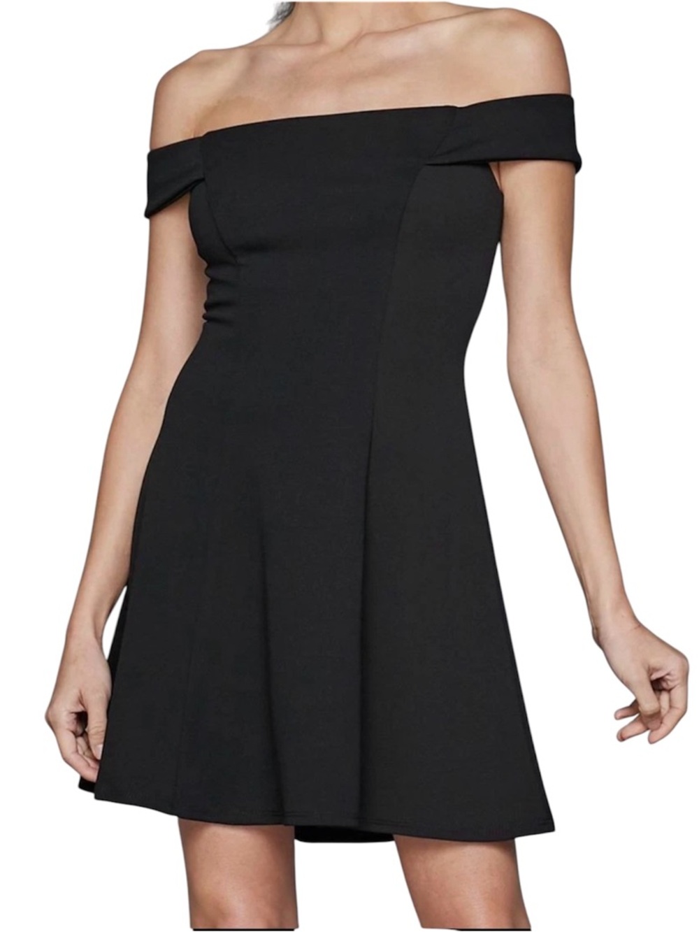 Teeze Me Off-Shoulder Black Flare Cocktail Dress